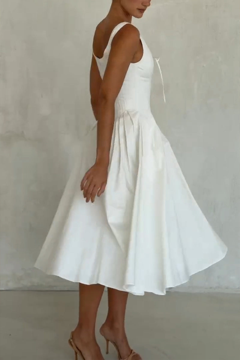 Women's Elegant Pleated Hem Cami Dress