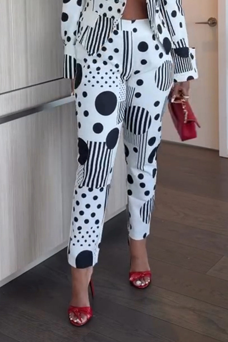 Women's Elegant Lapel Polka-Dot Blazer or Pants