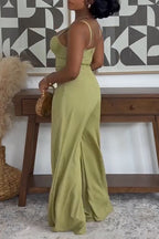 Women's Elegant Waist Defined Cami Wide Leg Jumpsuit