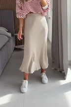 Women's Casual Comfortable Solid Color Satin Skirt