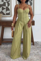 Women's Elegant Waist Defined Cami Wide Leg Jumpsuit