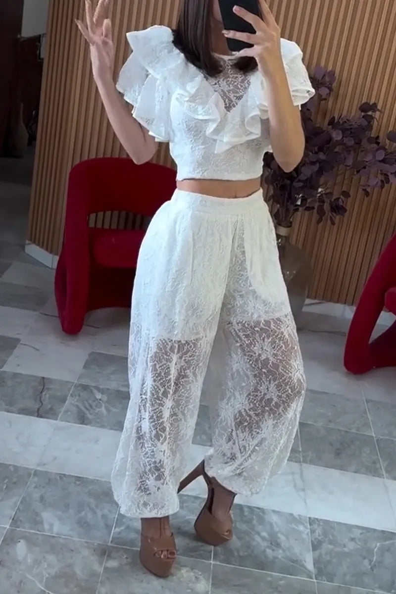 Women's Lace Flounce Top or Jogger Pants