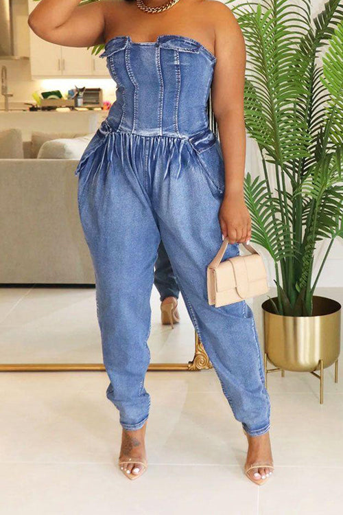 Ladies' Hot Selling Elegant Washed Jumpsuit