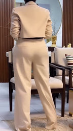 Women Laple Collar Jacket+ Pants Temperament Commuting Suit