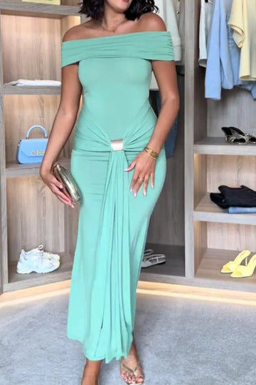 Women's Fitted Off The Shoulder Long Party Dress
