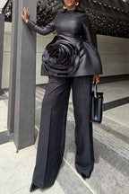 Women's Elegant 3D-Floral Trim Top or Pants