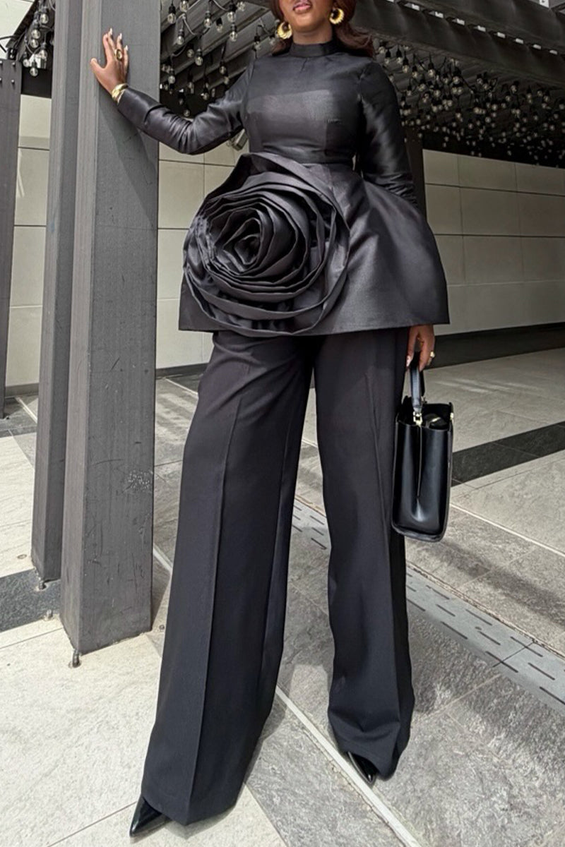 Women's Elegant 3D-Floral Trim Top or Pants