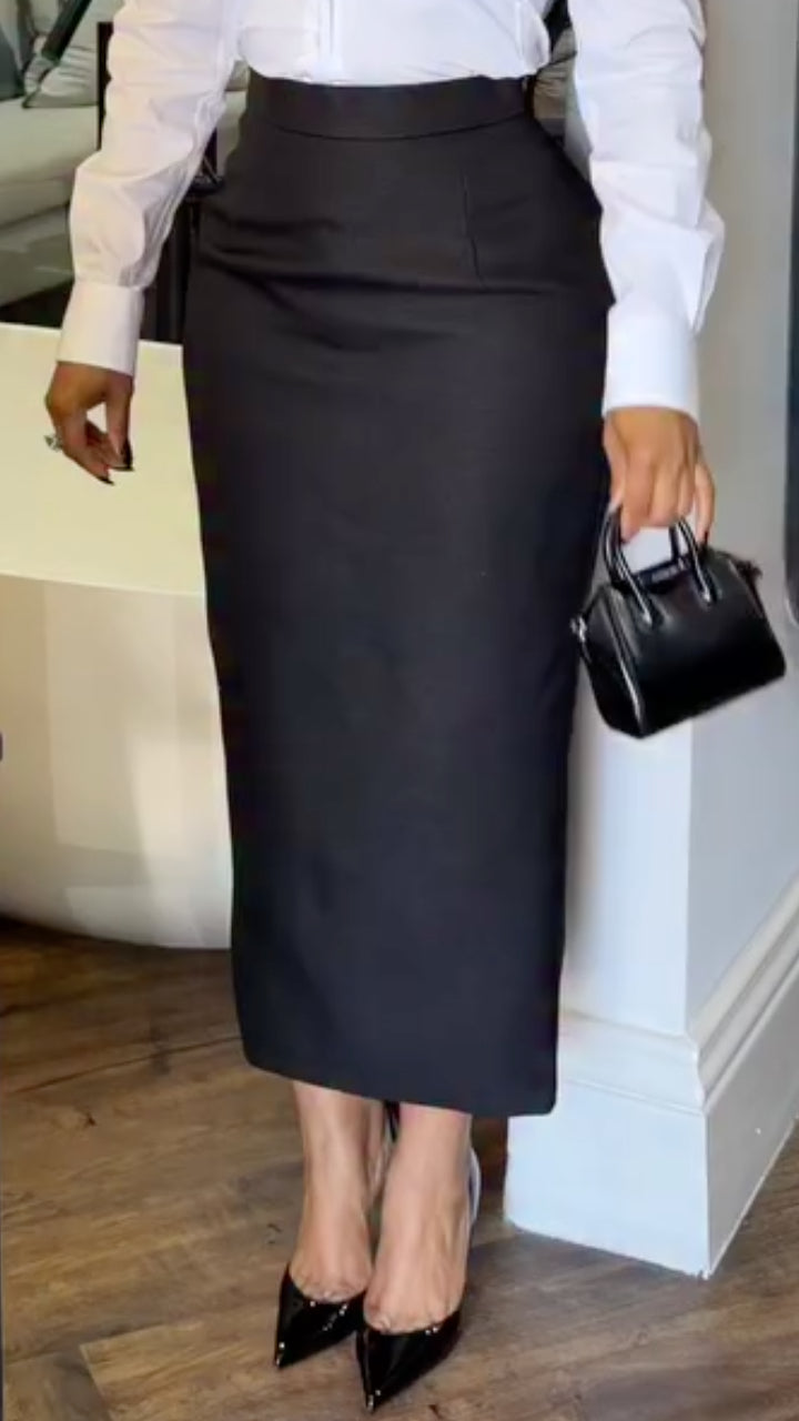 Women's Collared Shirt + Skirt Commuter Suit
