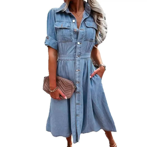 Ladies' Lapel Buckle Casual Temperament Dress