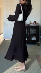 Womens Round Neck Solid Color Casual Dress