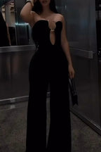 Women's  Strapless Keyhole Cutout Form-Fitting Maxi Jumpsuit