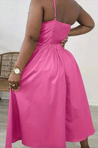 Women's Barbie Style Pink One-Shoulder Crop Top or A-Line Midi Skirt