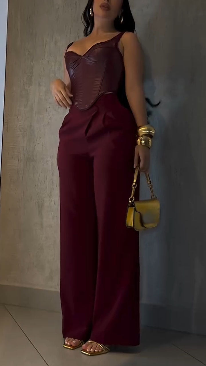 Women Suspenders Irregular Top+ Pants Sexy Temperament Casual Suit