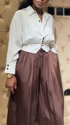 Womens Collar Shirt + Pants Casual Suit