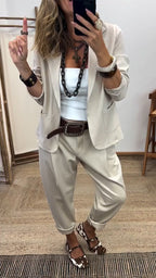 Women Collar Jacket+pants Temperament Commuting Suit