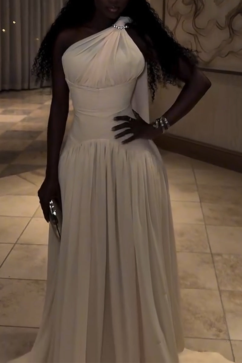 Women Waist Cinched Long Evening Party Style Dress