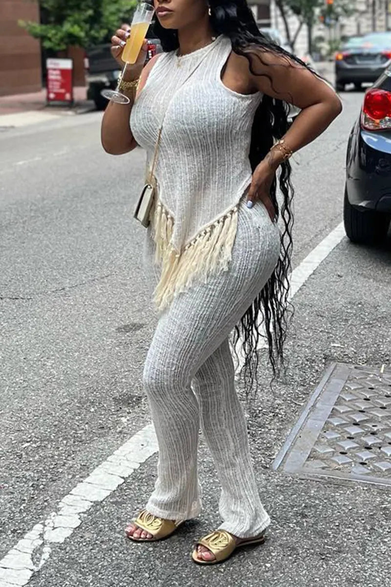 Women's Casual Knit Raw Hem Vest or Pants