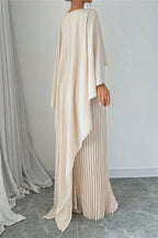 Women's Elegant Cape Sleeve Pleated Maxi Dress Sets