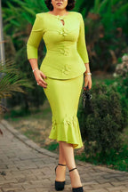 Women's Elegant Slim Fit Fishtail Hem Skirt Set
