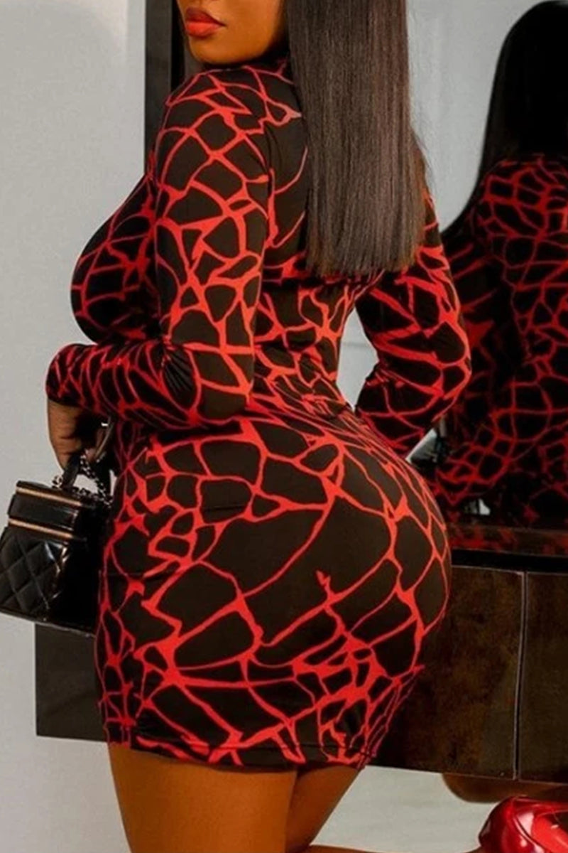 Women's Printed Bodycon Mini Party Dress
