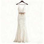 White Lace Western-Boho Maxi Dress with High Slit