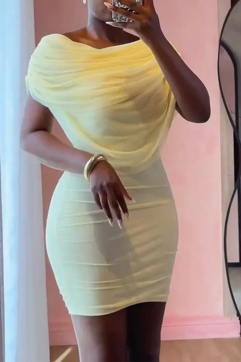 Women's Round Neck Solid Color Elegant Temperament Hip Hugging Dress