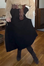 Women's Casual Pleated Loose Shirts & High Waist Skirt