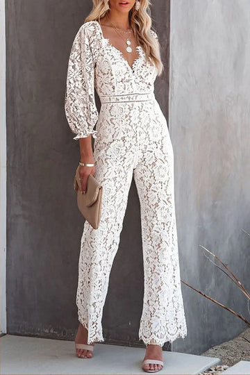 Women's Sexy Elegant Lace Long Sleeve Jumpsuit