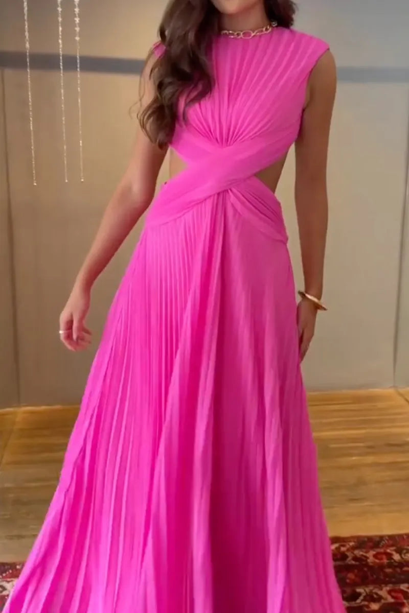 Women's Party Dress Pleated Backless Dress