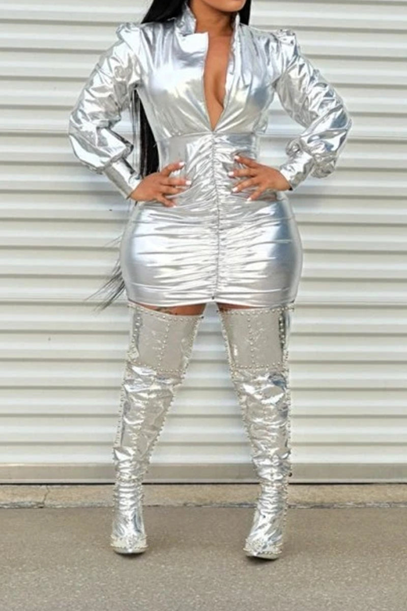 Women's Silver Party Mini Dress