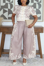 Women's Casual Floral Pattern Top & Wide Leg Pants
