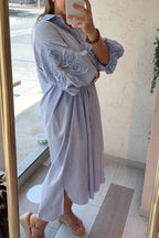 Women Loose Collared Casual Maxi Dresses