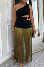 Women's Cutout Tassel Party Bodysuit