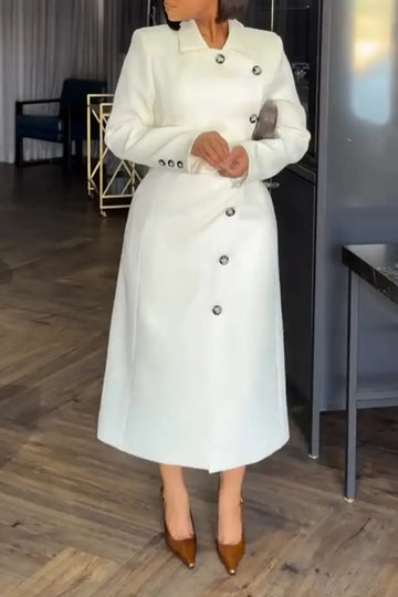 Women Collar Buckle Elegant Temperament Maxi Dresses
