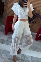 Women's Lace Flounce Top or Jogger Pants