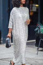Women's Fashion Sparkling Sequin Loose Maxi Dress