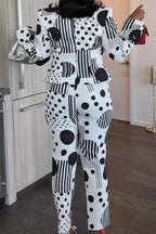 Women's Elegant Lapel Polka-Dot Blazer or Pants