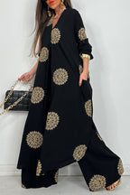 Women's V-neck Printed Top + Pants Casual Suit