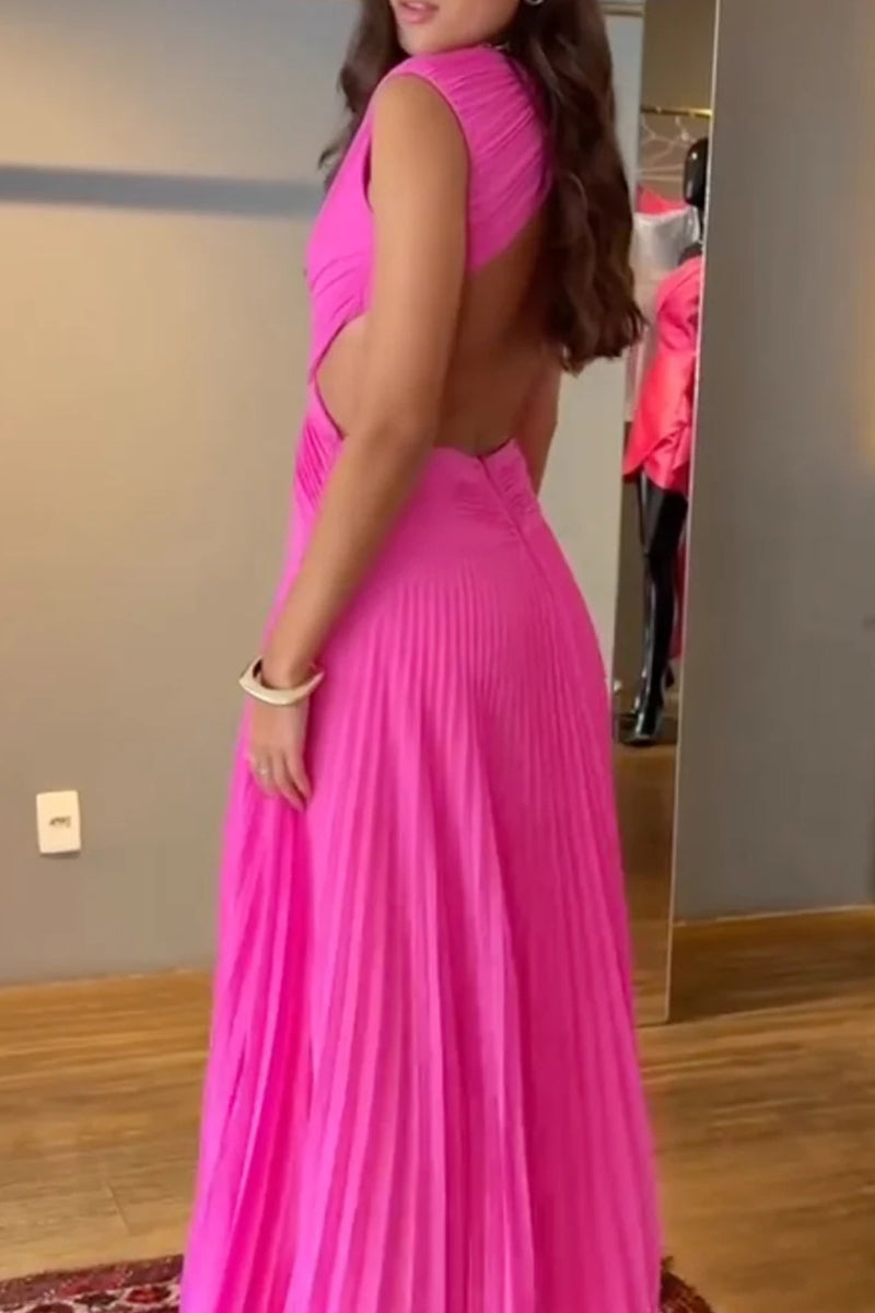 Women's Party Dress Pleated Backless Dress