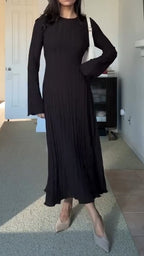 Womens Round Neck Solid Color Casual Dress