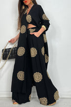 Women's V-neck Printed Top + Pants Casual Suit