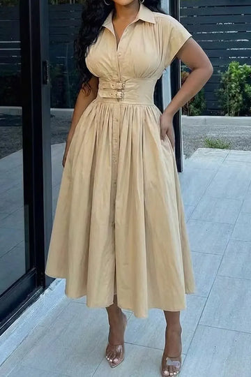 Women's Collared Button Down Maxi Dress