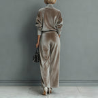 Velvet Cloud Oversized Co-ord Set: Luxe Turtleneck & Tailored Wide-Leg Pants