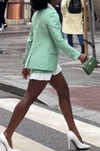 Womens Collar Jacket+ Patchwork Half Skirt Temperament Commuting Set