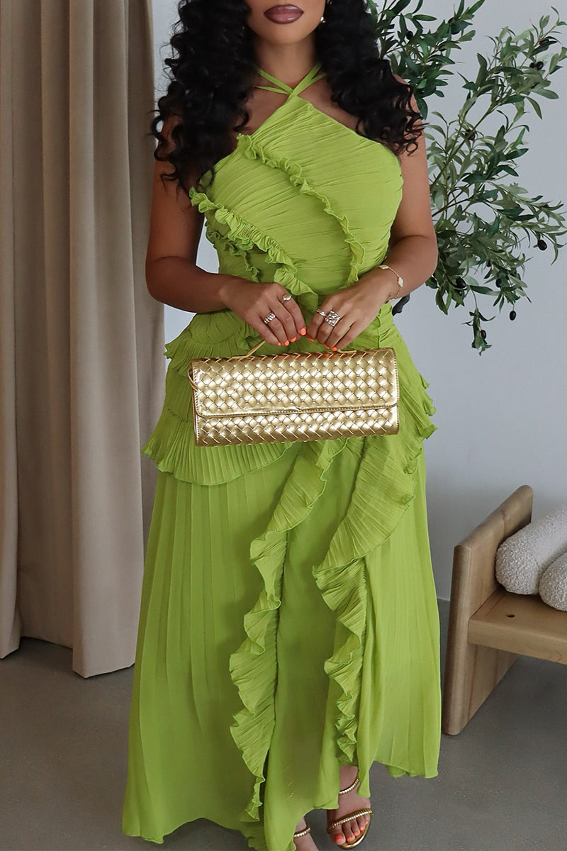 Women's Resort Pleated Panel Design Dress