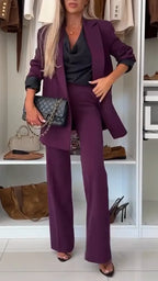 Women Lapel Jacket + Pants Temperament Commuter Set