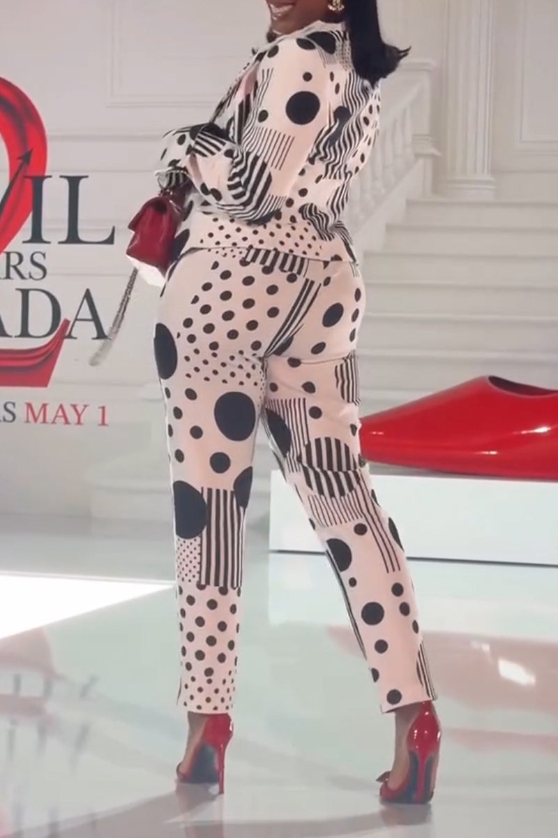Women's Elegant Lapel Polka-Dot Blazer or Pants
