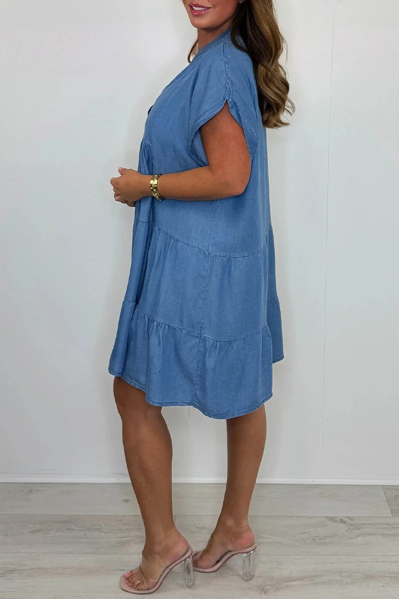 Women's V-neck Spliced Loose Dress