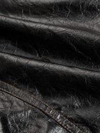Retro Stand Collar Metal Button Pu Jacket