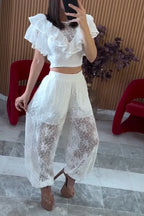 Women's Lace Flounce Top or Jogger Pants